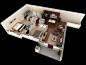 二居室户型装修3D布局效果图欣赏(2) - 设计之家