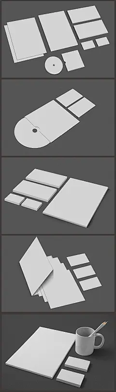 VI VI设计 空白VI模板 智能贴图 名片 信封 效果图 国外 光盘 包装 平面 设计 PSD源文件 素材下载 @北坤人素材