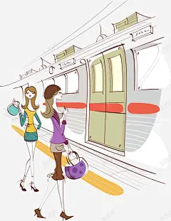 地铁站的时尚美女插画 免抠png 设计图片 免费下载 页面网页 平面电商 创意素材