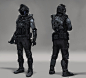 Firebase - Sergeant Hines, Swang . : This idea started from a rough sketch by Neill, illustrating an exo suit with a bunch of small nozzles. The purpose of this suit is to prevent the Rivergod from altering reality, in return, giving Hines a chance to def