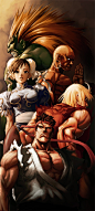 Street Fighter, Character Collage, Ryu, Ken, Chun-Li, Dhalsim, Blanka