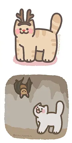 一组由韩国画师ccho_nyang设计制作的超可爱的猫咪插画，这个画风真的太讨人喜欢了！头像壁纸换起来！

(ins:ccho_nyang) ​​​​