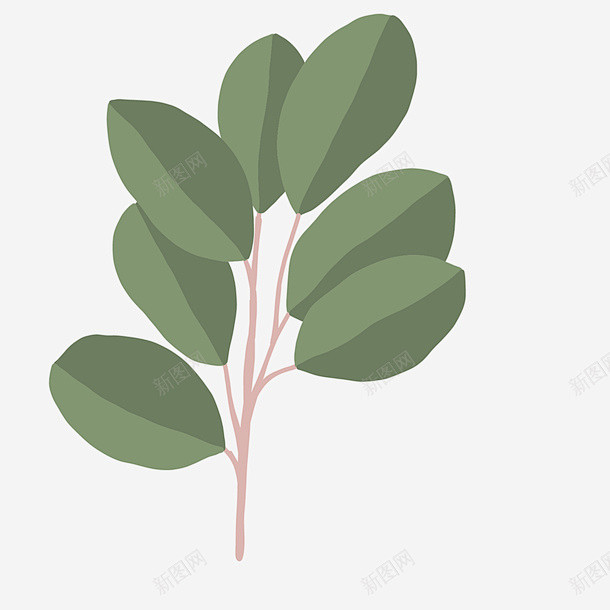 浅绿色枝叶唯美叶子矢量图 免抠png 设...