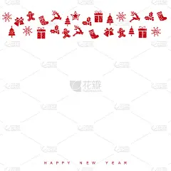 圣诞快乐和新年贺卡，挂着装饰品。矢量图