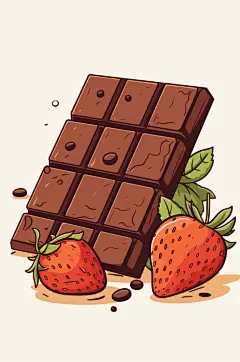 AI数字艺术巧克力水果插画