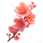 春季桃花3D元素