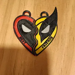 STL 文件Heart 超级朋友项链，死侍x 金刚狼 ・可下载3D 打印设计・Cults