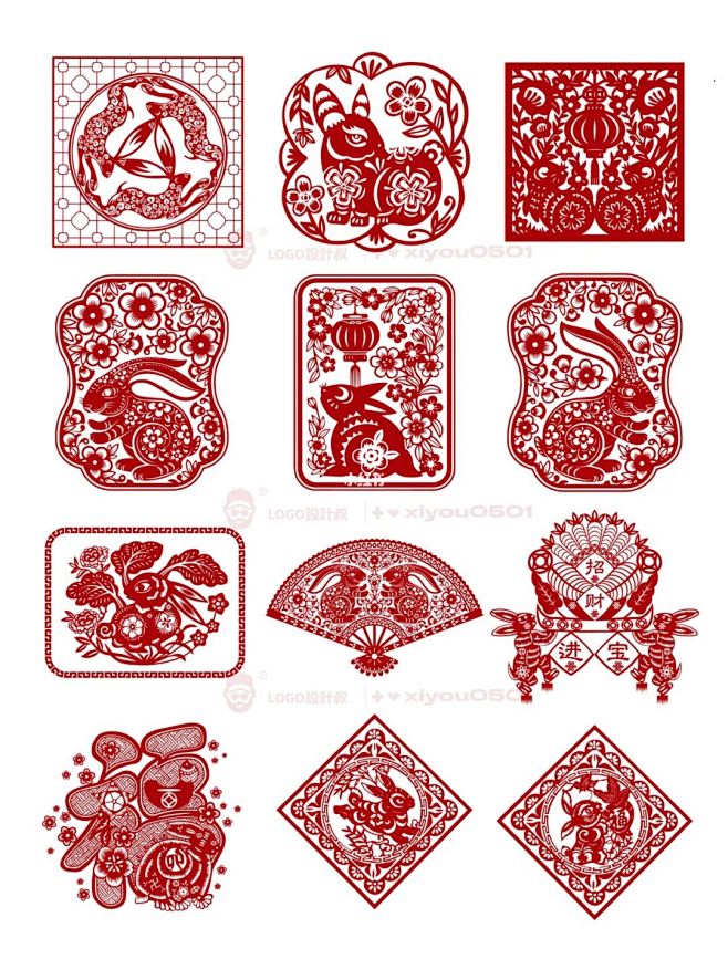 灵感采集兔年剪纸素材纹样中国风图案分享 ...