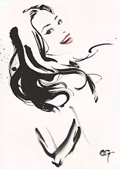 简约不简单，这样的水墨画美女插画，太迷人了！