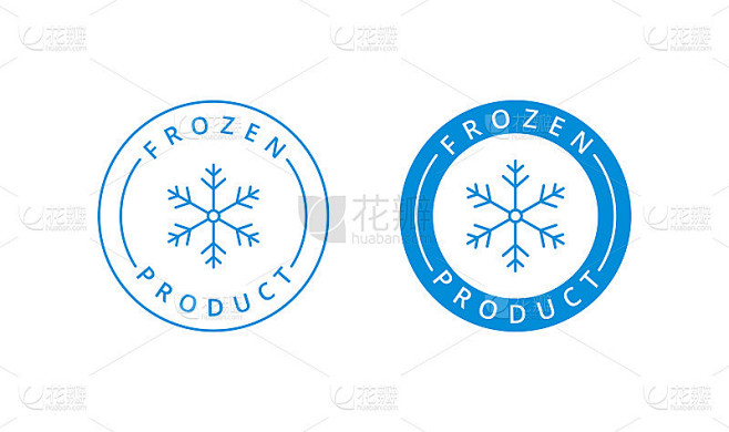 冷冻产品标签、标签、食品包装印章、雪花图标