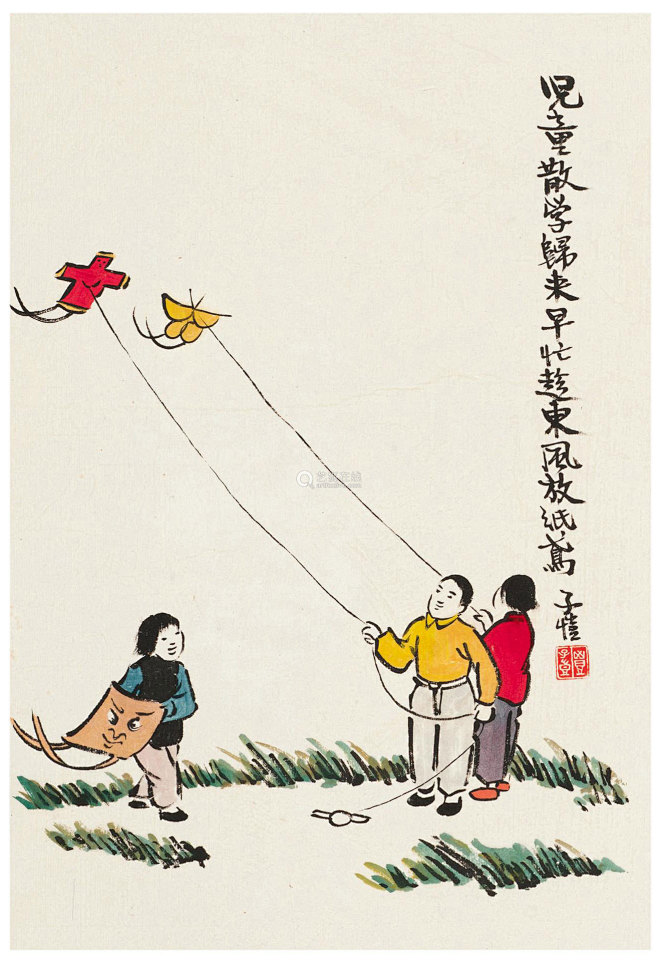 19:02丰子恺 放纸鸢6喜欢中国名画-丰子恺hailiepan同采自artfoxlive