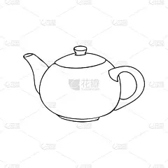 手绘茶壶插图在向量。涂鸦茶壶插图在矢量。手绘茶壶图标在向量。茶壶的图标