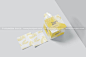 5款时尚质感方形纸巾盒餐巾纸包装盒品牌vi设计贴图ps样机组合展示模板下载_颜格视觉