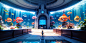 00483-333979009-a large aquarium with many different types of fish and corals in it's water tank, with a light blue ceiling  