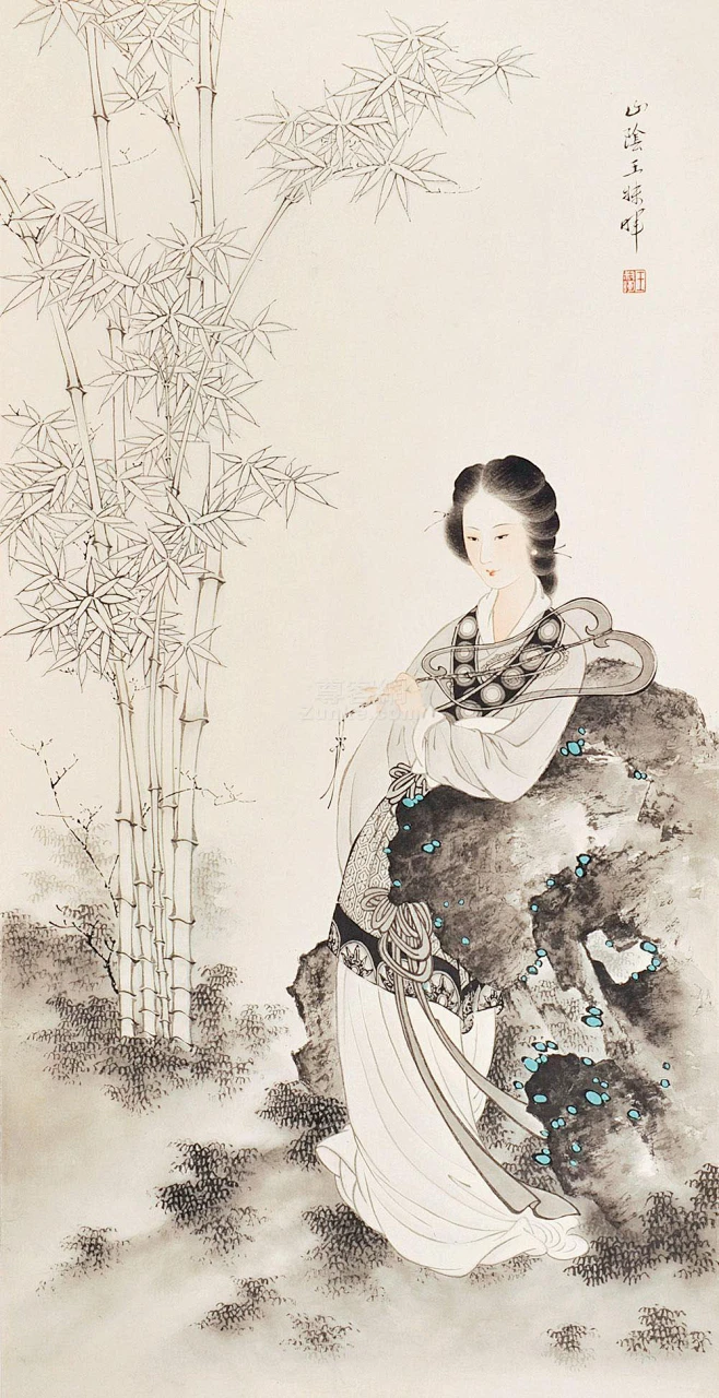 王叔晖人物作品欣赏《纨扇仕女图》。 图片_ •GB工笔画人物图片素材-花瓣网