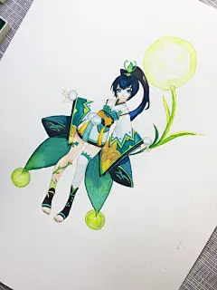 水彩手绘--阴阳师 莹草-蒲之未落_水彩,阴阳师,手绘,插画_涂鸦王国插画