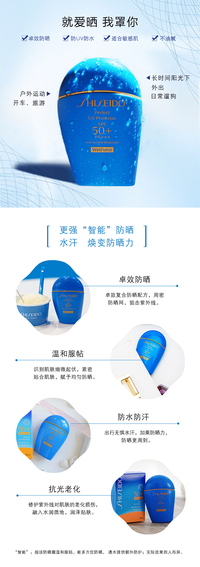 资生堂防晒蓝胖子 新艳阳夏臻效水动力防护...