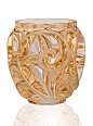 Lalique Tourbillons Small Vase, Gold Luster