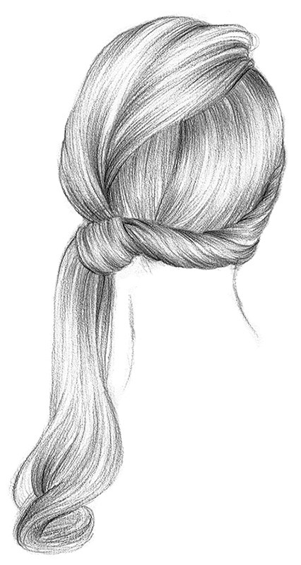 漂亮的黑白手绘女性发型插画---酷图编号...