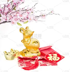 传统,鼠年,封印,黄金,老鼠,吝啬的,日历,雕像,汉字