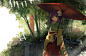 Anime 2550x1671 anime anime girls flower in hair purple eyes purple hair Touhou Hieda no Akyuu short hair umbrella