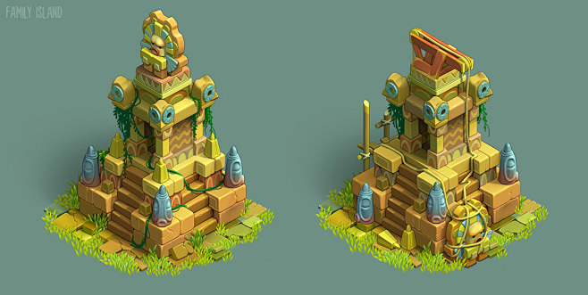 aztecs cartoon grass incas jungle pyramid river Totem Tree tropics
