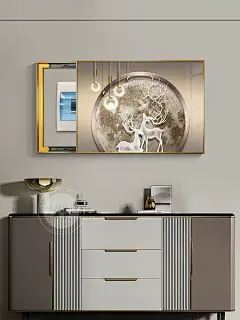 现代轻奢电表箱装饰画大气麋鹿餐厅壁画大尺寸配电箱推拉遮挡挂画-tmall.com天猫