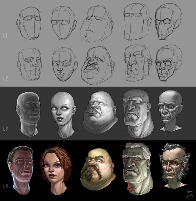 head-levels (lighting & form)-花瓣网