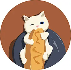 猫咪吃鱼高清手绘图