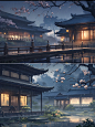 太喜欢啦绝美古风场景-雨夜孤灯