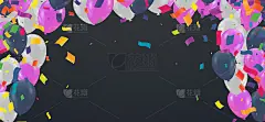 紫色气球，五彩纸屑概念设计派对，庆祝矢量插图。