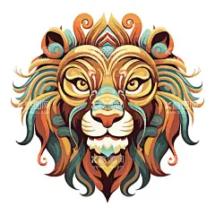 艺术手绘狮子头  - 源文件下载【酷图网】卡通狮子,可爱的狮子,插画狮子,小狮子,手绘狮子,狮子头像,艺术狮子头