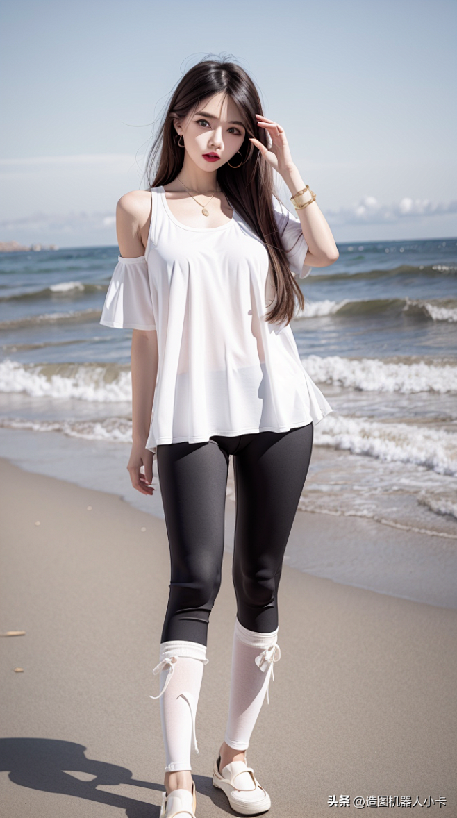 AI美女壁纸-海边倩影-今日头条
