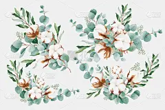 Eucalyptus and Cotton Bouquets