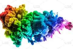 丙烯酸颜料和油墨在水中。抽象的背景帧。孤立在白色的。