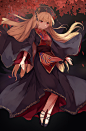 Anime 1505x2290 anime anime girls simple background blonde red eyes Touhou Junko (Touhou) long skirt