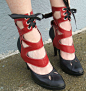 Mariana : Tall Cut Out Spats : Red Lamb - the cutouts would be neat in cogs or another steampunky theme: