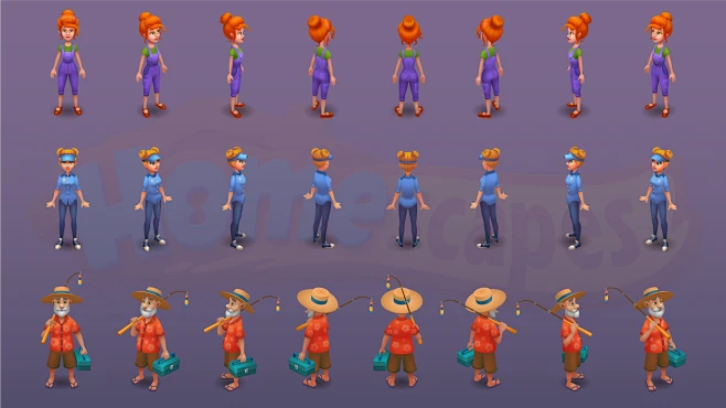 vector art playrix casual game 2D characters vector character (2)-花瓣网