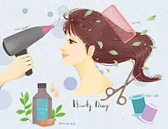 创意手绘唯美网红妆容护理达人草本养生教程插画海报设计素材K195-淘宝网