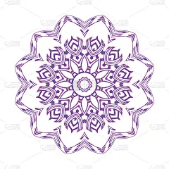 手绘曼荼罗与花，几何元素。矢量插图。紫色,粉红色。用于涂色书，贺卡，请帖，纹身。抗应激治疗模式。