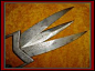 Katar  This Indian weapon gave its owner the claws of wolverine, minus the strength and cutting power of adamantium. The katar at first glance has a single blade, however when a trigger on the h-shaped handle was activated, the blade would split into thre
