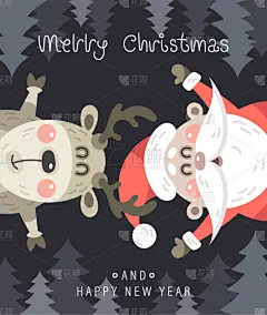 圣诞老公,鹿,森林,贺卡,可爱的,请柬,事件,壁纸,问候,驯鹿