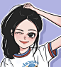 手绘甜妹头像