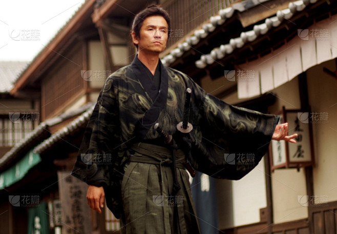 江户时代,日本武士,电影集,顶髻,剑,瓦,京都市,和服,古老的,古典式