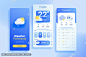 玻璃拟态UI界面设计,蓝色天气预报app