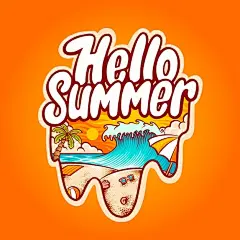 夏天海滩吉祥物插画logo标志矢量图设计素材