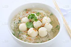 米,面汤,鱼丸,葱,水平画幅,无人,米粉,膳食,背景分离,汤