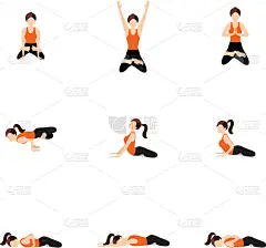 瑜伽,莲花坐式,平衡,姿态优美,分离着色,眼镜蛇式,姿态,体操,运动,图像