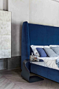 Double #bed with upholstered headboard BASKET PLUS - @bonaldo #blue