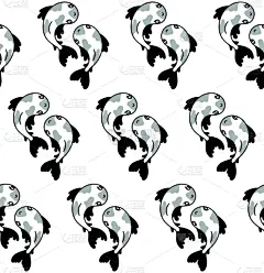绘画插图,日本,鱼类,鲤鱼,插画,矢量,卡通,四方连续纹样,锦鲤